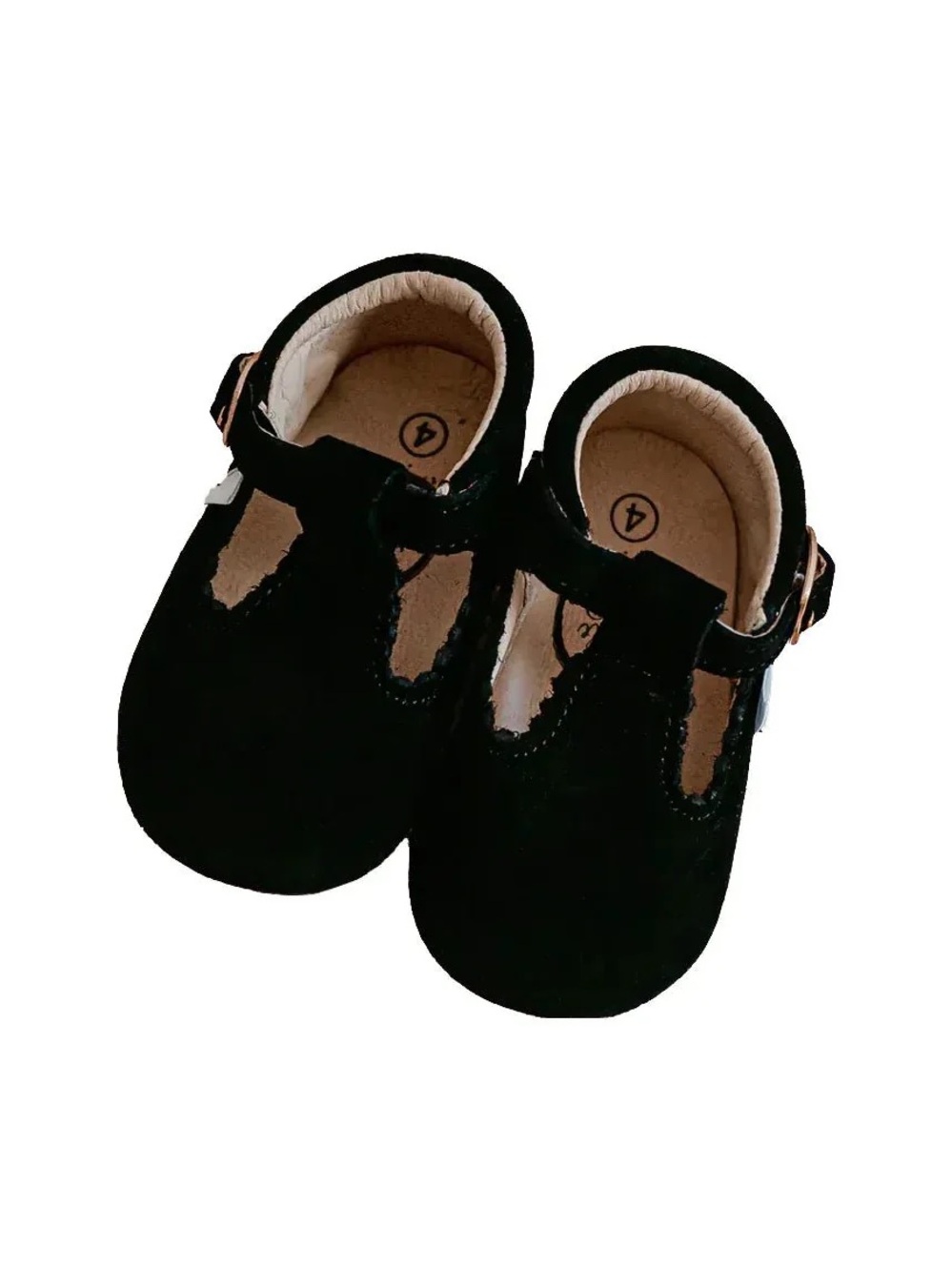 Little Love Bug Co.- The T Bar, Black Suede, size 7 (Barefoot Sole)